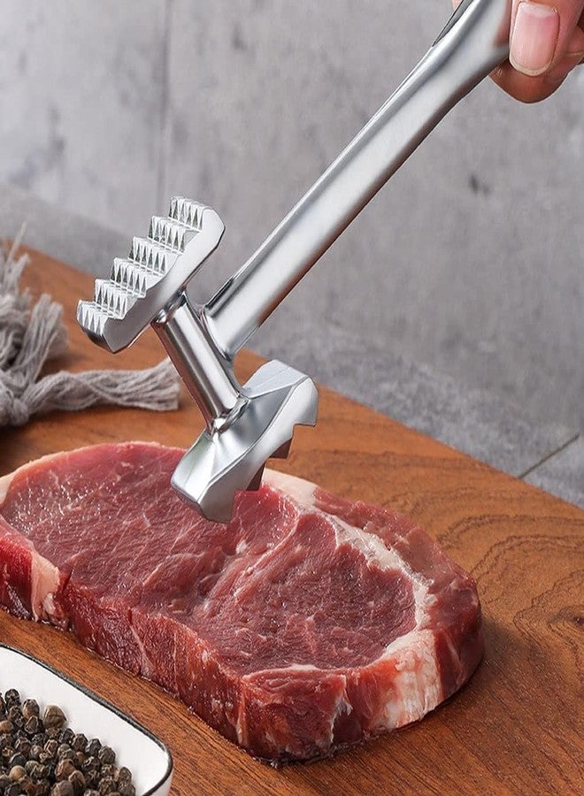 Trifecta Heavy Duty Meat Tenderizer - Double Sided Meat Mallet & Pounder Tool, Rust Proof Zinc Alloy Kitchen Hammer with Ergonomic Rubber Handle for Tenderizing Steak, Beef, Chicken, Pork - Image 2